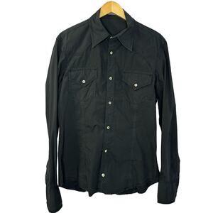 Ari Double Pocket cotton Western Rodeo Style Shirt Raw Hem Black XL Rancho